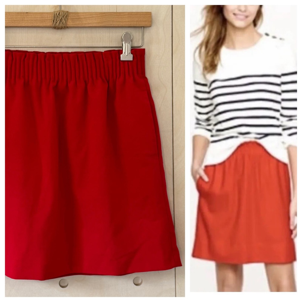 J. CREW Mercantile Sidewalk Skirt Size 2 Red Polyester Blend Crepe - Picture 1 of 9